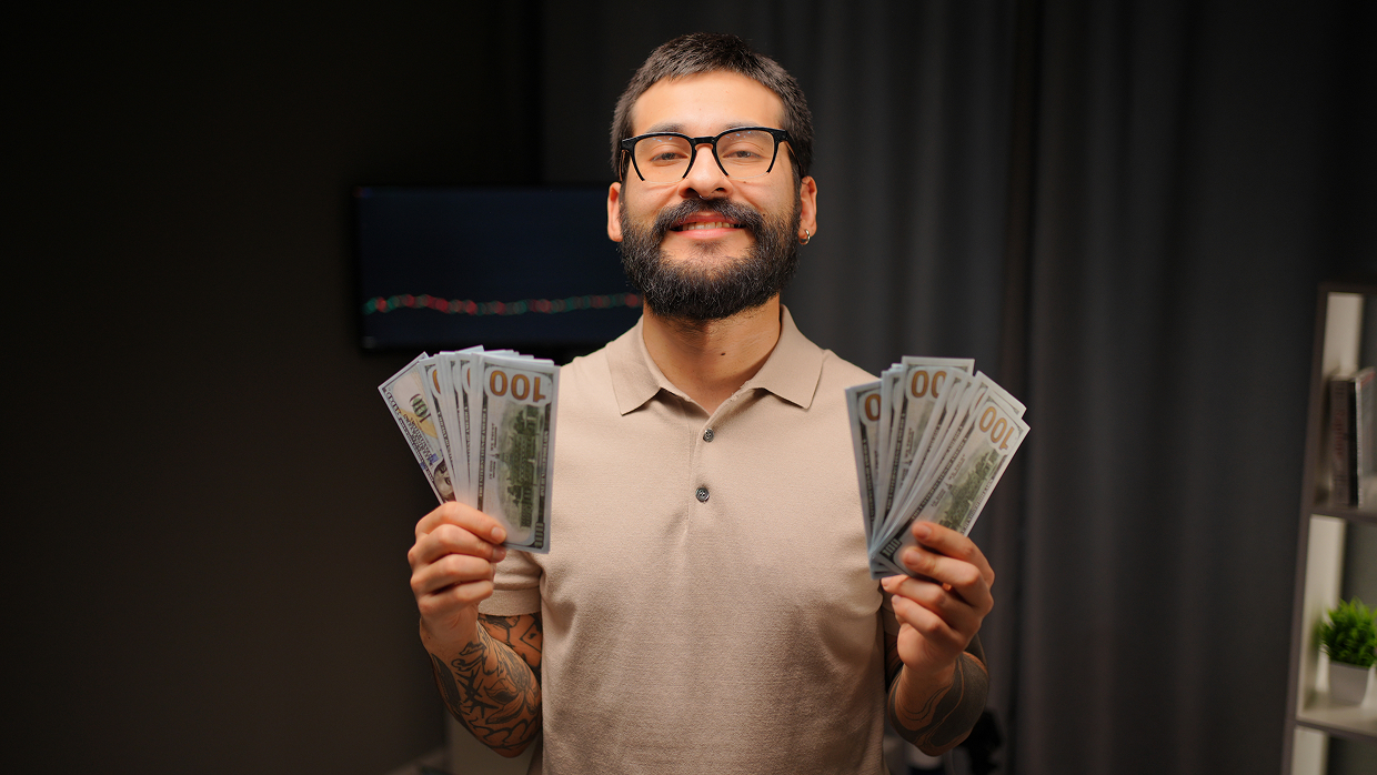 Trader exitoso con dinero